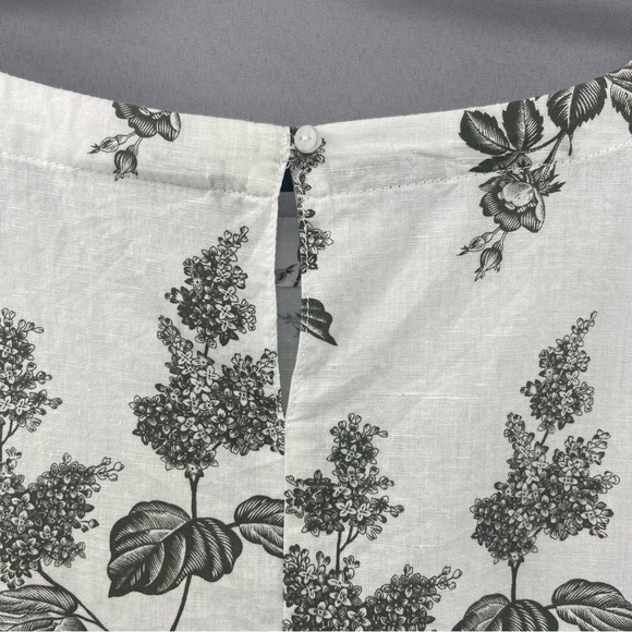 Liz Claiborne Linen Blend Floral Print Short Sleeve Boxy Top Raw Hem Size Large - Picture 6 of 10